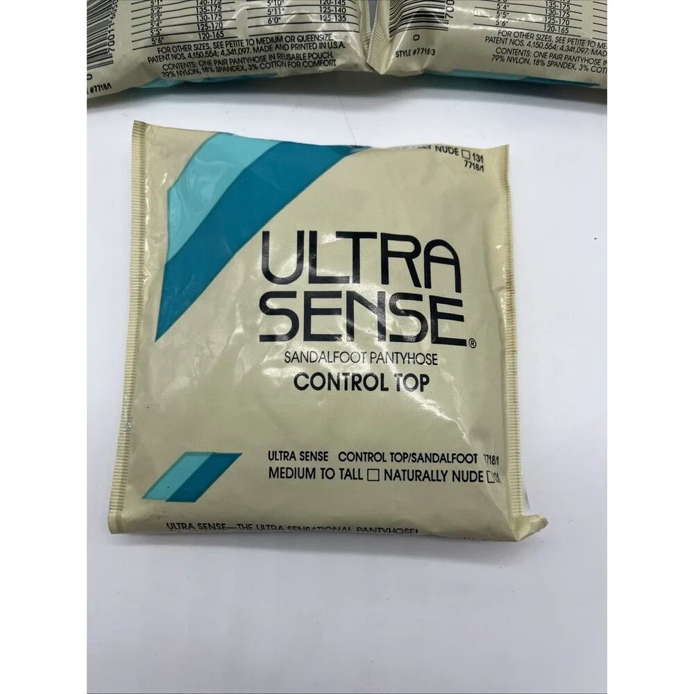 Vintage No Nonsense Ultra Sense Sandalfoot Control Top Pantyhose, Med To Tall, 3